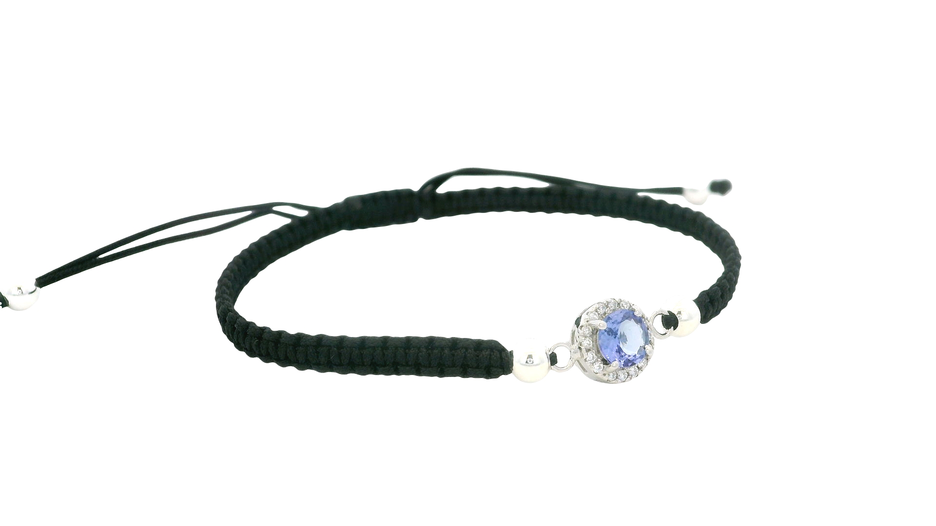 Braided Tanzania Bracelet – Black / Round Gem