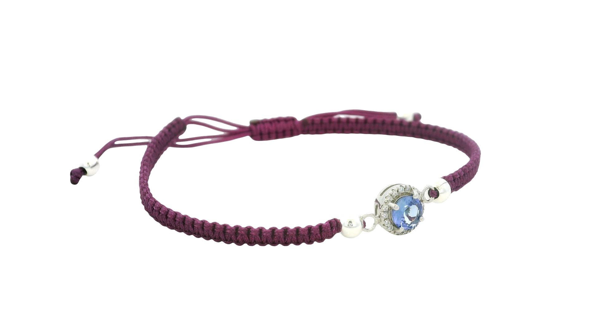 Braided Tanzania Bracelet – Purple / Round Gem