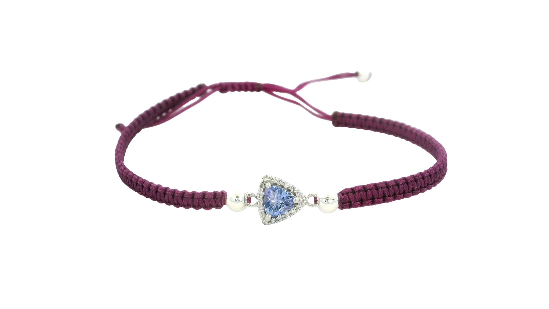 Braided Tanzania Bracelet – Purple Cord / Trillion Gem
