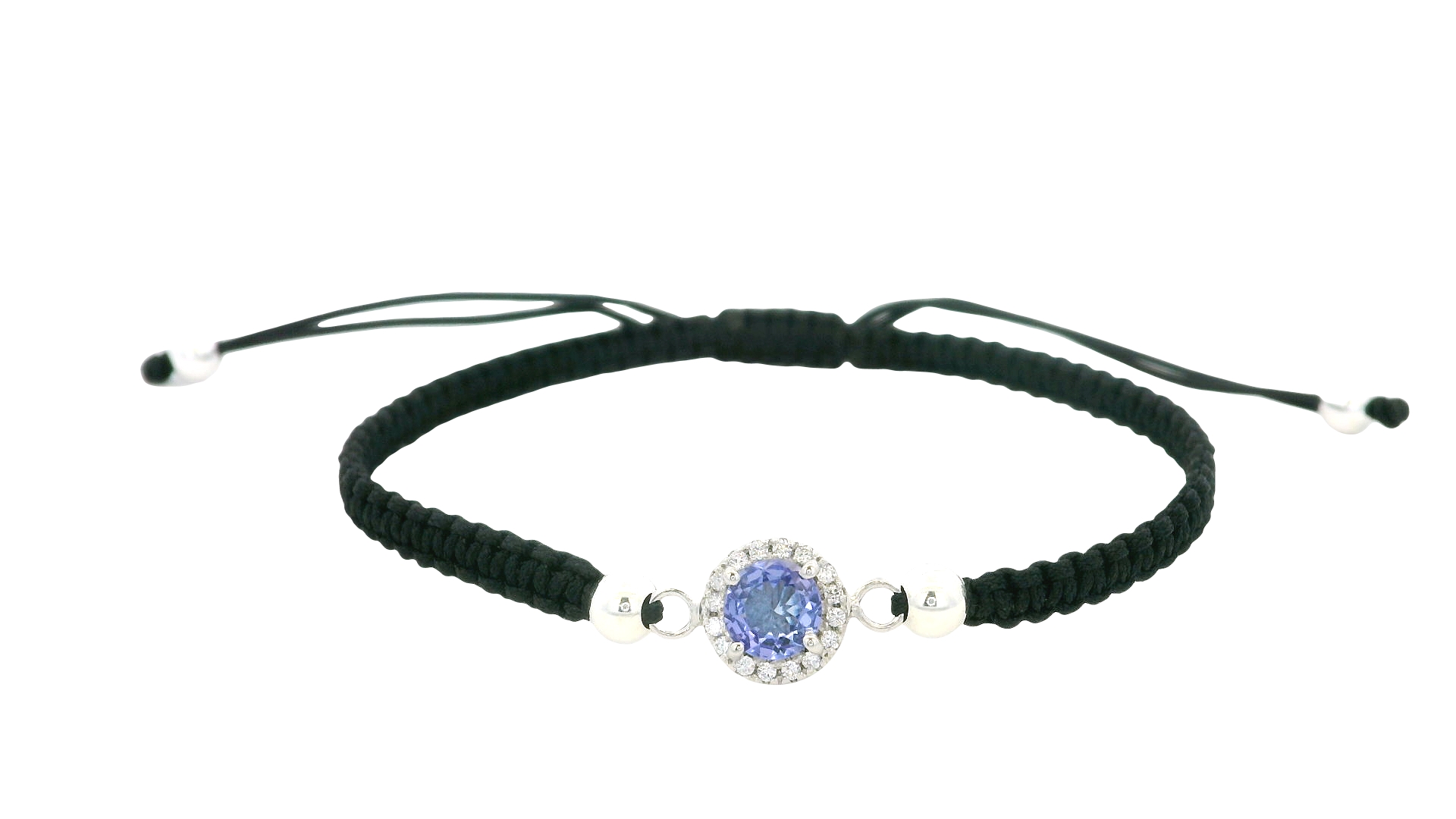 Braided Tanzania Bracelet – Black / Round Gem
