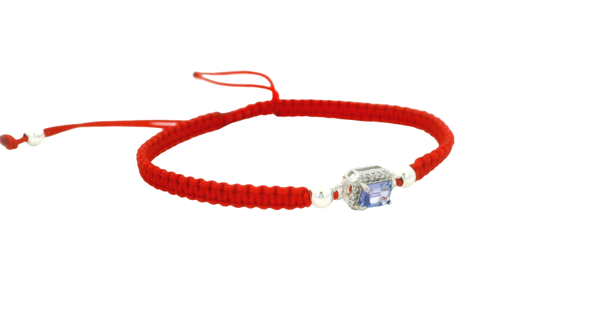Braided Tanzania Bracelet – Red / Square Gem