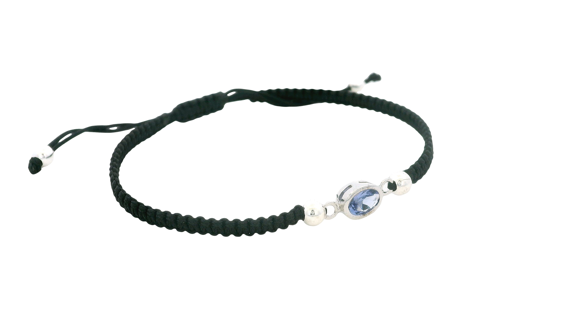 Braided Tanzania Bracelet – Black / Oval Gem