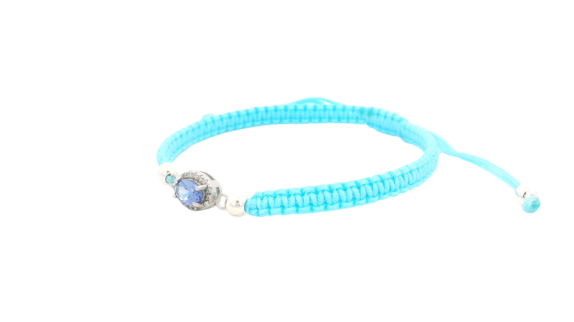 Braided Tanzania Bracelet – Light Blue / Oval Gem